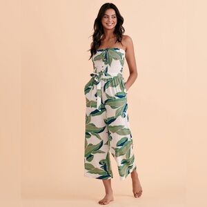 Billabong Forward Feelings strapless jumpsuit green/white size S